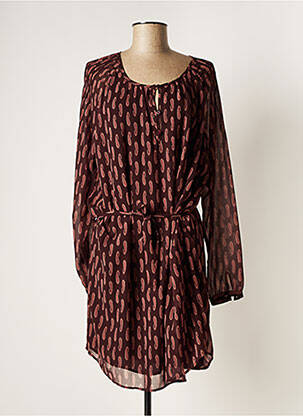 Rochie midi imprimeu fantezie mâneci lungi violet IKKS femeie
