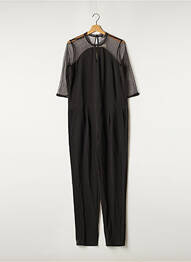 Salopetă-pantalon țesătură crep mâneci 3/4 negru ONE STEP femeie
