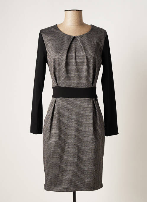 Rochie midi imprimeu fantezie mâneci lungi gri QUATTRO femme