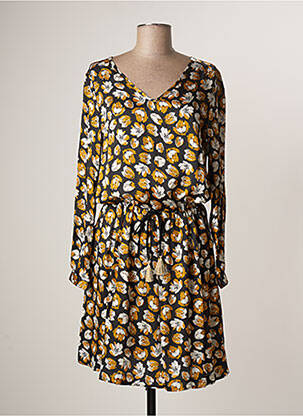 Rochie midi imprimeu floral mâneci lungi galben LE PETIT BAIGNEUR femeie