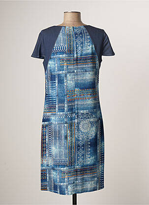 Rochie midi imprimeu fantezie mâneci scurte albastru FRANCE RIVOIRE femeie