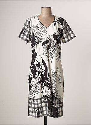 Rochie midi imprimeu floral mâneci scurte negru FRANCE RIVOIRE femeie