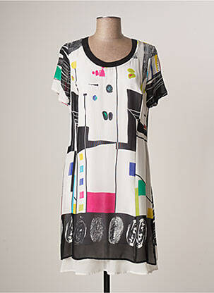 Rochie scurtă croială fluidă mâneci scurte negru FRANCE RIVOIRE femeie
