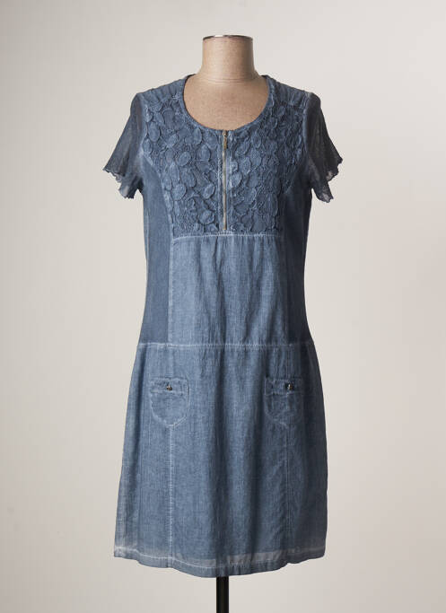 Rochie midi închidere cu fermoar la spate mâneci scurte albastru MERI & ESCA femme