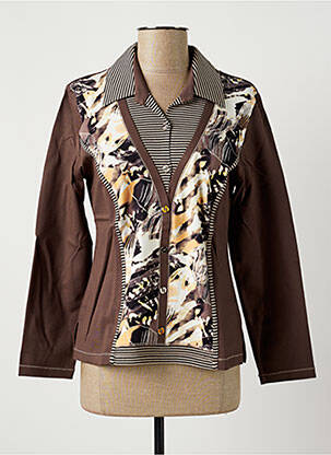 Top țesătură jersey mâneci lungi maro FRANCE RIVOIRE femme