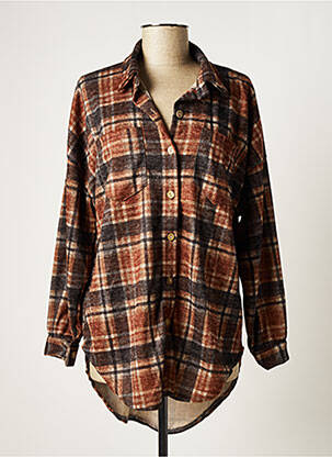 Cămașă croială dreaptă mâneci lungi maro FREE femeie