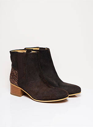 Botine/ghete material neted toc de 4 la 6 cm maro LONESOME DETAIL femeie