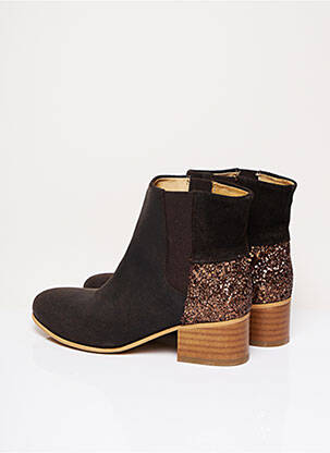 Botine/ghete material neted toc de 4 la 6 cm maro LONESOME DETAIL femeie