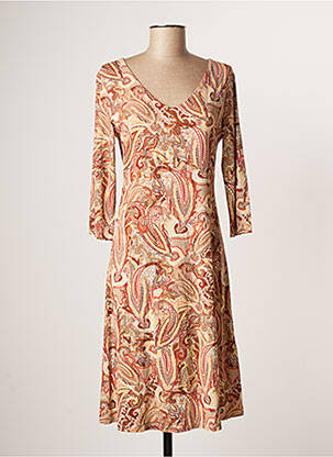 Rochie midi mâneci 3/4 mâneci 3/4 maro CREAM femeie