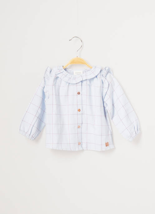 Cămașă guler îmbogățit cu volane mâneci lungi albastru CARREMENT BEAU fille