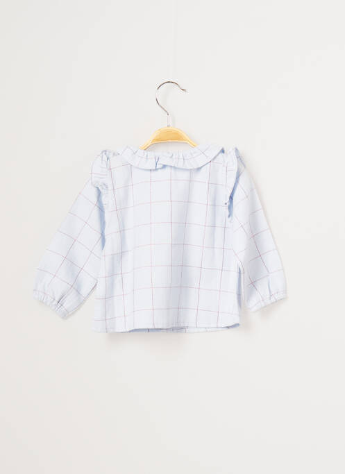 Cămașă guler îmbogățit cu volane mâneci lungi albastru CARREMENT BEAU fille