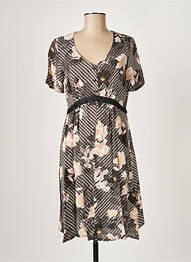 Rochie midi imprimeu floral mâneci scurte negru PAUL BRIAL femeie