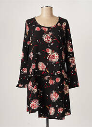 Rochie midi imprimeu floral mâneci lungi negru G!OZE femme