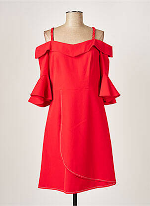 Rochie midi croială evazată mâneci 3/4 roșu PAUL BRIAL femme