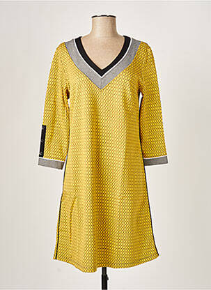 Rochie midi mâneci 3/4 mâneci 3/4 galben MALOKA femme