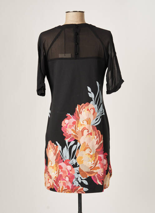 Rochie midi imprimeu floral mâneci scurte negru PAUL BRIAL femme