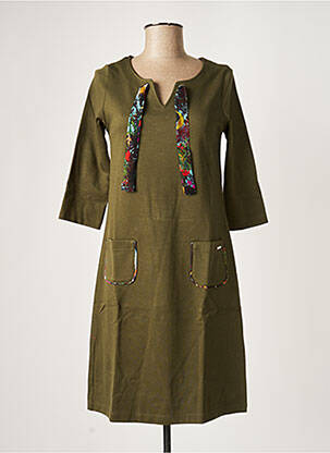 Rochie midi mâneci 3/4 mâneci 3/4 verde MALOKA femeie