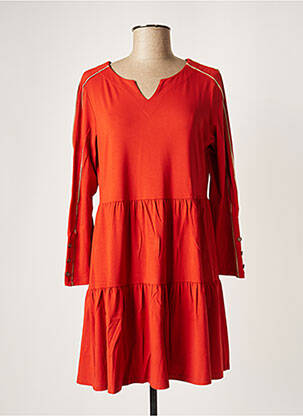Rochie scurtă mâneci 3/4 mâneci 3/4 portocalie MALOKA femeie