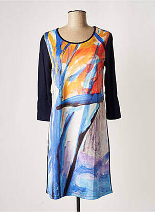 Rochie midi mâneci 3/4 mâneci 3/4 albastru MALOKA femeie