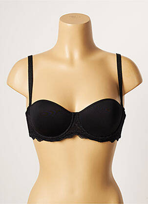 Sutien efect material satinat sutien balconet cu decolteu înalt negru SIMONE PERELE femeie
