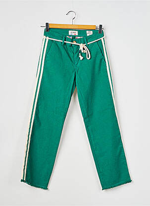 Pantalon chino broderie galoni laterali mărime normală verde HAPPY femeie