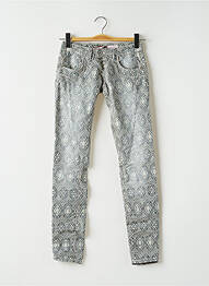 Pantalon slim broderie cu nituri talie joasă albastru PLEASE femeie