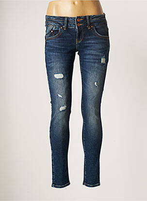 Blugi skinny efect uzat decolorat talie joasă albastru LTB femeie