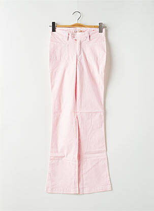 Pantalon evazat țesătură poplin roz TEDDY SMITH INDUSTRY fată