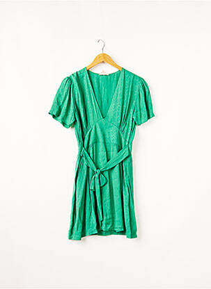 Rochie midi imprimeu floral mâneci scurte verde BIZANCE femeie