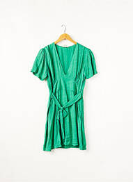 Rochie midi imprimeu floral mâneci scurte verde BIZANCE femeie