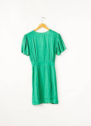 Rochie midi imprimeu floral mâneci scurte verde BIZANCE femeie