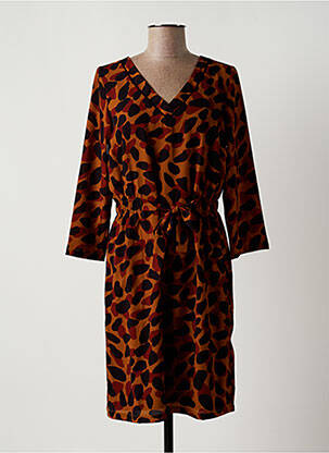 Rochie midi mâneci 3/4 mâneci 3/4 maro SIGNE NATURE femeie