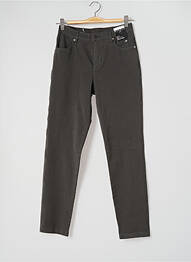 Pantalon slim broderie cu nituri talie înaltă gri MARBLE femme