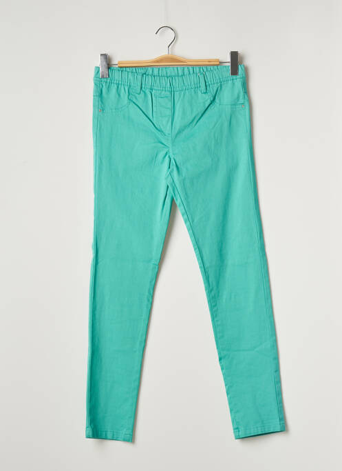 Jegging țesătură poplin talie elastică verde LOSAN fille