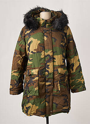 Parka finisaj interior blană sintetică cu glugă verde VIRGINIE & MOI femeie