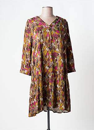 Rochie scurtă mâneci 3/4 mâneci 3/4 maro LOLA ESPELETA femeie