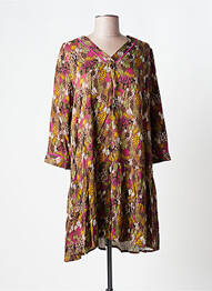 Rochie scurtă imprimeu floral mâneci 3/4 maro LOLA ESPELETA femeie