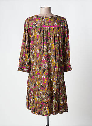 Rochie scurtă mâneci 3/4 mâneci 3/4 maro LOLA ESPELETA femeie