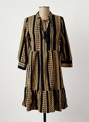 Rochie midi imprimeu fantezie mâneci lungi bej LA FEE MARABOUTEE femme