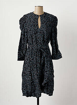 Rochie midi imprimeu fantezie mâneci lungi albastru LA FEE MARABOUTEE femme