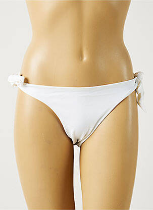 Chiloți de baie efect material satinat bikini alb MON PETIT BIKINI femeie