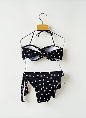 Costum de baie din două piese efect material satinat negru MON PETIT BIKINI fată