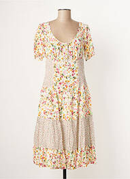 Rochie midi imprimeu floral mâneci scurte alb PAUL BRIAL femeie