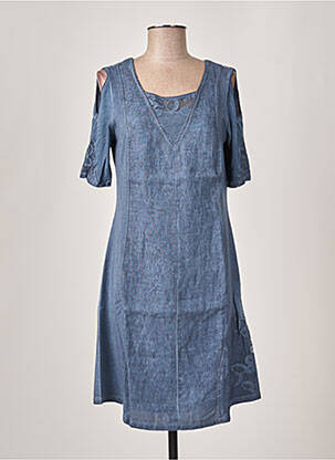 Rochie midi mâneci scurte mâneci scurte albastru MALOKA femeie
