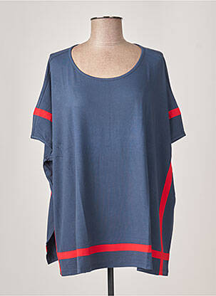 Tricou croială dreaptă mâneci scurte albastru MALOKA femeie