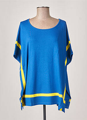 Tricou croială dreaptă mâneci scurte albastru MALOKA femeie