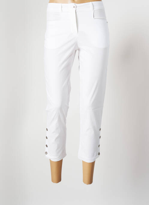 Pantalon trei sferturi elasticitate mărime normală alb MALOKA femme