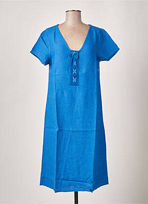 Rochie midi mâneci scurte mâneci scurte albastru MALOKA femme