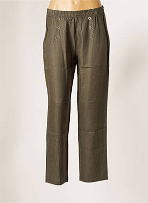 Pantalon drept talie elastică mărime normală verde MALOKA femeie