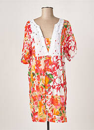 Rochie midi imprimeu floral mâneci scurte portocaliu G!OZE femme
